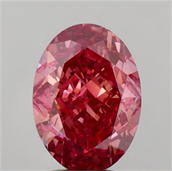 Picture of Lab Grown Diamond 4.13 Carats, Oval with  Cut, Fancy Vivid Pink Color, VS1 Clarity and Certified by IGI