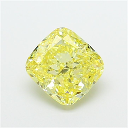 Picture of Lab Grown Diamond 3.09 Carats, CUSHION MODIFIED with  Cut, Fancy Intense Yellow Color, VS1 Clarity and Certified by IGI