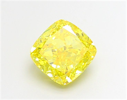 Picture of Lab Grown Diamond 2.07 Carats, CUSHION MODIFIED with  Cut, Fancy Vivid Yellow Color, VVS2 Clarity and Certified by IGI