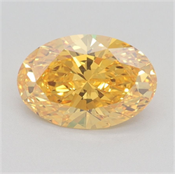 Picture of Lab Grown Diamond 1.55 Carats, Oval with  Cut, Fancy Vivid Yellow Color, VVS2 Clarity and Certified by IGI