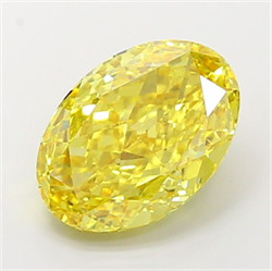 Picture of Lab Grown Diamond 7.01 Carats, Oval with  Cut, Fancy Vivid Yellow Color, VS2 Clarity and Certified by IGI