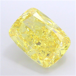 Picture of Lab Grown Diamond 8.03 Carats, CUSHION MODIFIED with  Cut, Fancy Vivid Yellow Color, VS1 Clarity and Certified by IGI