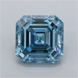 Picture of Lab Grown Diamond 1.54 Carats, Asscher with  Cut, Fancy Vivid Blue Color, VVS2 Clarity and Certified by IGI