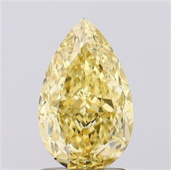 Picture of Lab Grown Diamond 1.69 Carats, Pear with  Cut, Fancy Intense Yellow Color, VS1 Clarity and Certified by IGI
