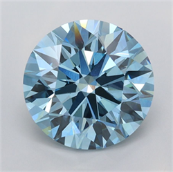 Picture of Lab Grown Diamond 3.00 Carats, Round with Excellent Cut, Fancy Vivid Blue Color, VVS2 Clarity and Certified by IGI