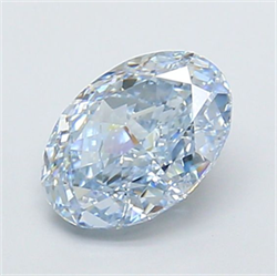 Picture of Lab Grown Diamond 1.73 Carats, Oval with  Cut, Fancy Intense Blue Color, VVS1 Clarity and Certified by IGI