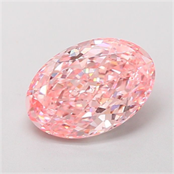 Picture of Lab Grown Diamond 2.77 Carats, Oval with  Cut, Fancy Vivid Pink Color, VVS2 Clarity and Certified by IGI