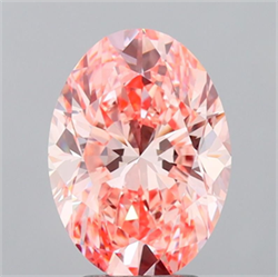 Picture of Lab Grown Diamond 3.56 Carats, Oval with  Cut, Fancy Vivid Pink Color, VS1 Clarity and Certified by IGI