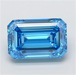 Picture of Lab Grown Diamond 2.67 Carats, Emerald with  Cut, Fancy Vivid Blue Color, VS1 Clarity and Certified by IGI