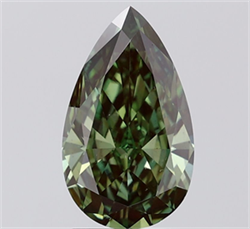 Picture of Lab Grown Diamond 2.37 Carats, Pear with  Cut, Fancy Vivid Green Color, VS2 Clarity and Certified by IGI