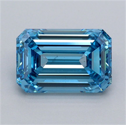 Picture of Lab Grown Diamond 2.02 Carats, Emerald with  Cut, Fancy Vivid Blue Color, VS2 Clarity and Certified by IGI