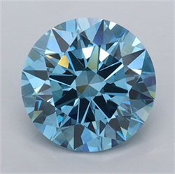 Picture of Lab Grown Diamond 2.50 Carats, Round with Ideal Cut, Fancy Vivid Blue Color, VVS2 Clarity and Certified by IGI