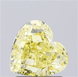 Picture of Lab Grown Diamond 1.50 Carats, Heart with  Cut, Fancy Intense Yellow Color, VS2 Clarity and Certified by IGI