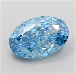 Picture of Lab Grown Diamond 4.03 Carats, Oval with  Cut, Fancy Vivid Blue Color, VS1 Clarity and Certified by IGI