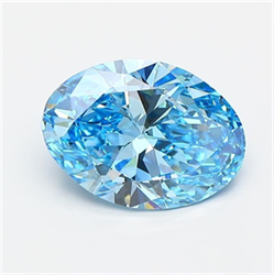 Picture of Lab Grown Diamond 2.05 Carats, Oval with  Cut, Fancy Vivid Blue Color, VS2 Clarity and Certified by IGI