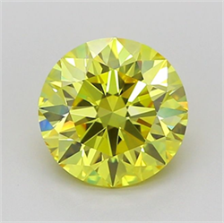Picture of Lab Grown Diamond 1.52 Carats, Round with Ideal Cut, Fancy Vivid Yellow Color, VS1 Clarity and Certified by IGI