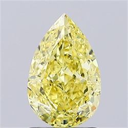 Picture of Lab Grown Diamond 1.31 Carats, Pear with  Cut, Fancy Intense Yellow Color, VS1 Clarity and Certified by IGI