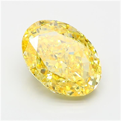 Picture of Lab Grown Diamond 6.04 Carats, Oval with  Cut, Fancy Vivid Yellow Color, VS2 Clarity and Certified by IGI