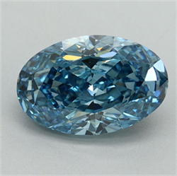 Picture of Lab Grown Diamond 2.03 Carats, Oval with  Cut, Fancy Vivid Blue Color, VS1 Clarity and Certified by IGI
