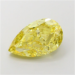 Picture of Lab Grown Diamond 5.52 Carats, Pear with  Cut, Fancy Intense Yellow Color, VS1 Clarity and Certified by IGI