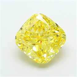 Picture of Lab Grown Diamond 5.01 Carats, CUSHION MODIFIED with  Cut, Fancy Vivid Yellow Color, VS2 Clarity and Certified by IGI