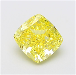 Picture of Lab Grown Diamond 2.73 Carats, CUSHION MODIFIED with  Cut, Fancy Vivid Yellow Color, VVS2 Clarity and Certified by IGI