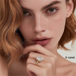Foto Engaste de anillo de compromiso ovalado con halo oculto de 3 a 4,9 quilates de