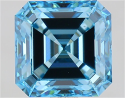 Picture of Lab Grown Diamond 2.57 Carats, Asscher with  Cut, Fancy Vivid Blue Color, VVS2 Clarity and Certified by IGI