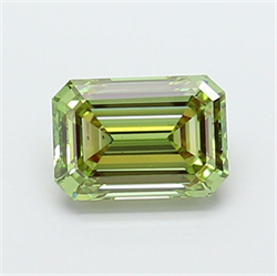 Picture of Lab Grown Diamond 1.50 Carats, Emerald with  Cut, Fancy Vivid Green Color, VS1 Clarity and Certified by IGI