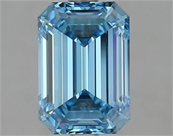 Picture of Lab Grown Diamond 2.01 Carats, Emerald with  Cut, Fancy Vivid Blue Color, VS1 Clarity and Certified by IGI