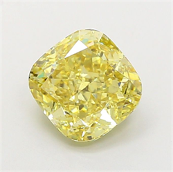 Picture of Lab Grown Diamond 3.07 Carats, CUSHION MODIFIED with  Cut, Fancy Intense Yellow Color, VS2 Clarity and Certified by IGI