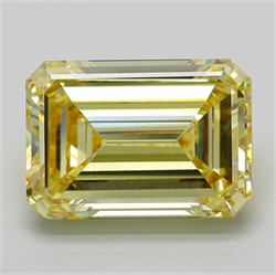 Picture of Lab Grown Diamond 9.03 Carats, Emerald with  Cut, Fancy Intense Yellow Color, VS1 Clarity and Certified by IGI