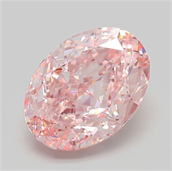 Picture of Lab Grown Diamond 3.20 Carats, Oval with  Cut, Fancy Vivid Pink Color, VS1 Clarity and Certified by IGI