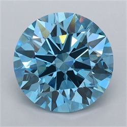 Picture of Lab Grown Diamond 2.03 Carats, Round with Ideal Cut, Fancy Vivid Blue Color, VVS2 Clarity and Certified by IGI