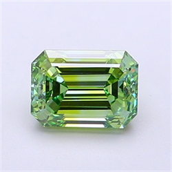 Picture of Lab Grown Diamond 1.53 Carats, Emerald with  Cut, Fancy Vivid Green Color, VS1 Clarity and Certified by IGI