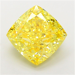 Picture of Lab Grown Diamond 8.10 Carats, CUSHION MODIFIED with  Cut, Fancy Vivid Yellow Color, VS1 Clarity and Certified by IGI
