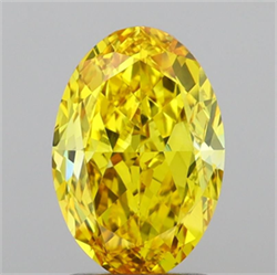 Picture of Lab Grown Diamond 2.06 Carats, Oval with  Cut, Fancy Vivid Yellow Color, VS2 Clarity and Certified by IGI