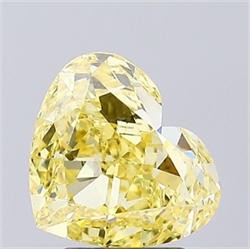 Picture of Lab Grown Diamond 3.01 Carats, Heart with  Cut, Fancy Intense Yellow Color, VS1 Clarity and Certified by IGI