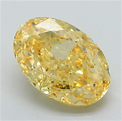 Picture of Lab Grown Diamond 2.00 Carats, Oval with  Cut, Fancy Vivid Yellow Color, VS1 Clarity and Certified by IGI