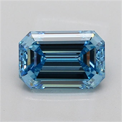 Picture of Lab Grown Diamond 3.02 Carats, Emerald with  Cut, Fancy Vivid Blue Color, VS1 Clarity and Certified by IGI
