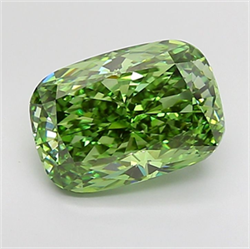 Picture of Lab Grown Diamond 5.57 Carats, Cushion with  Cut, Fancy Vivid Green Color, VS1 Clarity and Certified by IGI