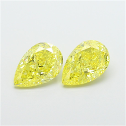 Picture of Lab Grown Diamond 2.09 Carats, Pear with  Cut, Fancy Vivid Yellow Color, VVS2 Clarity and Certified by IGI