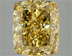 Picture of Lab Grown Diamond 5.08 Carats, CUSHION MODIFIED with  Cut, Fancy Vivid Yellow Color, VS1 Clarity and Certified by IGI