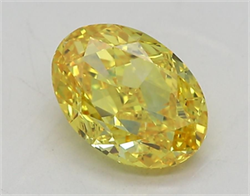 Picture of Lab Grown Diamond 1.54 Carats, Oval with  Cut, Fancy Vivid Yellow Color, VVS2 Clarity and Certified by IGI