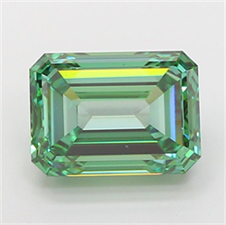 Picture of Lab Grown Diamond 5.00 Carats, Emerald with  Cut, Fancy Vivid Green Color, VS1 Clarity and Certified by IGI