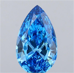 Picture of Lab Grown Diamond 5.04 Carats, Pear with  Cut, Fancy Vivid Blue Color, VS1 Clarity and Certified by IGI