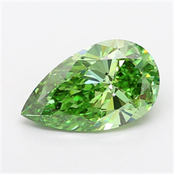Picture of Lab Grown Diamond 4.00 Carats, Pear with  Cut, Fancy Vivid Green Color, VVS2 Clarity and Certified by IGI