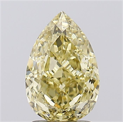Picture of Lab Grown Diamond 2.25 Carats, Pear with  Cut, Fancy Intense Yellow Color, VVS2 Clarity and Certified by IGI