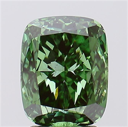 Picture of Lab Grown Diamond 2.63 Carats, CUSHION MODIFIED with  Cut, Fancy Vivid Green Color, VS2 Clarity and Certified by IGI