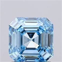 Picture of Lab Grown Diamond 1.23 Carats, Asscher with  Cut, Fancy Vivid Blue Color, VVS2 Clarity and Certified by IGI